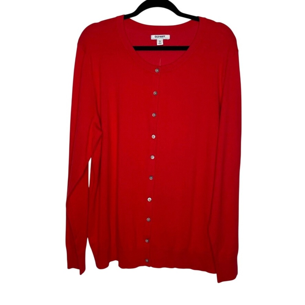 Old Navy Cardigan Sweater Womens XXL Red Button Front Preppy Academic Office
